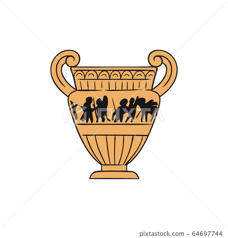 Greek ancient terracotta amphora vector illustration in sketch style isolated. 64697744