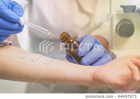 Allergy tests in laboratory 64697873