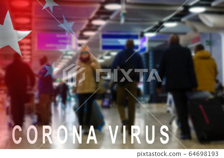 coronavirus, woman at the airport, virus spread concept coronavirus, woman at the airport, virus spread concept 64698193