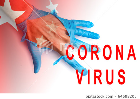 Doctor hand in medical glove, 2019-nCoV analyzing in laboratory. Novel Coronavirus originating in Wuhan, China. Doctor hand in medical glove, 2019-nCoV analyzing in laboratory. Novel Coronavirus originating in Wuhan, China. 64698203