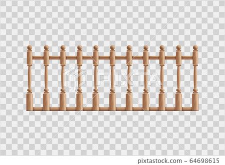 Ornate wooden railing isolated on transparent background 64698615