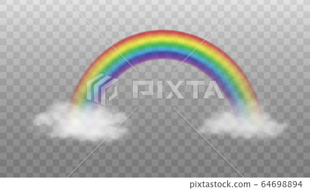 Two clouds connected by rainbow - realistic isolated vector illustration Two clouds connected by rainbow - realistic isolated vector illustration 64698894