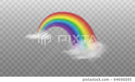 Bright arched rainbow element with clouds realistic vector illustration isolated. Bright arched rainbow element with clouds realistic vector illustration isolated. 64698895