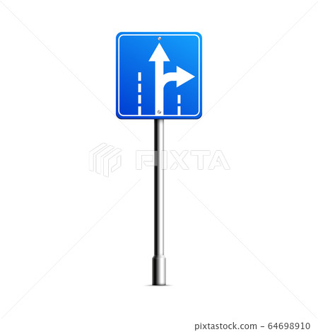 Mockup of road sign with turn arrow, realistic vector illustration isolated. 64698910