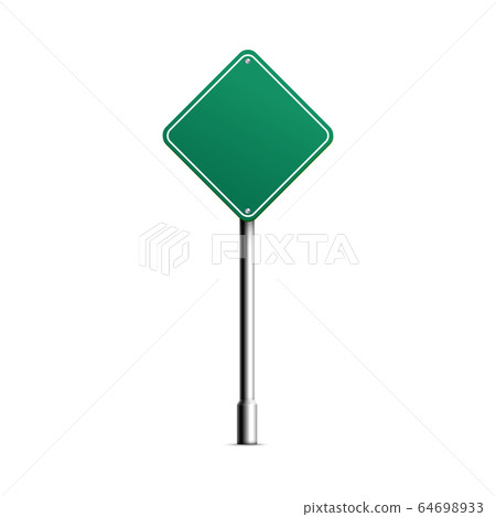 Green road sign template with square diamond shape - Stock Illustration ...