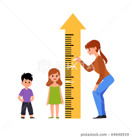 Kindergarten or preschool children measure height vector illustration isolated. Kindergarten or preschool children measure height vector illustration isolated. 64698939