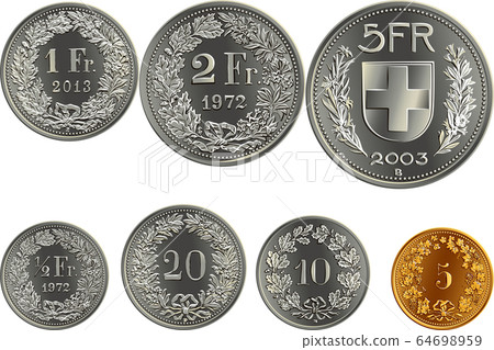Set of swiss money Francs coins 64698959