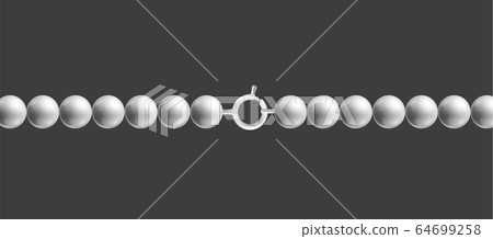 Silver chain links of metallic beads, realistic vector illustration isolated. 64699258