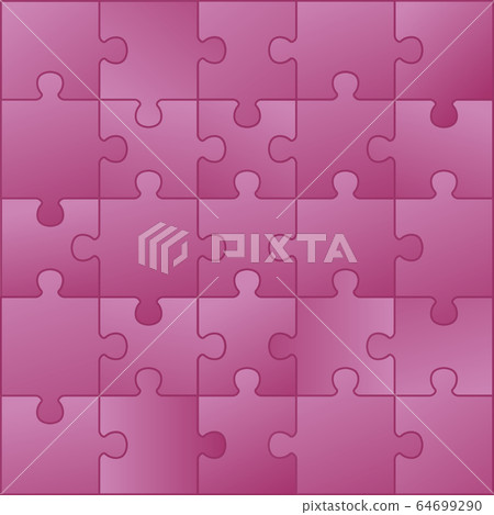Pink jigsaw puzzle template with blank space and connected pieces. Pink jigsaw puzzle template with blank space and connected pieces. 64699290