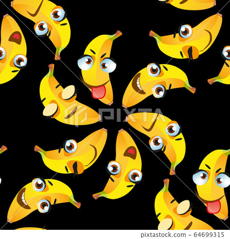 Cute seamless pattern with cartoon emoji fruits on Cute seamless pattern with cartoon emoji fruits on 64699315