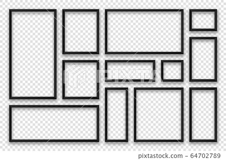 Realistic blank black picture frames collection. Modern poster mockup. Empty photo frame. Vector Realistic blank black picture frames collection. Modern poster mockup. Empty photo frame. Vector 64702789