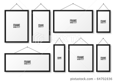 Realistic hanging on a wall blank black picture... - Stock Illustration ...