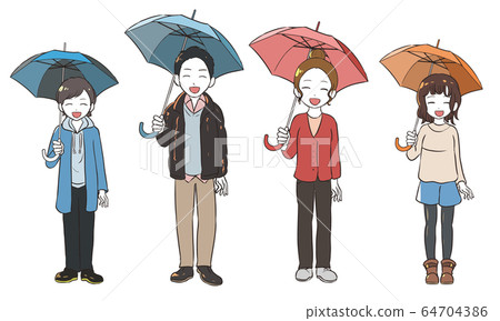 People laughing with an umbrella People laughing with an umbrella 64704386