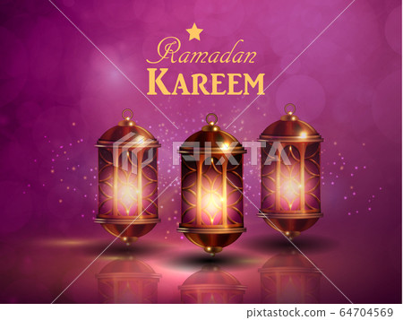 Ramadan Kareem greeting on blurred background Ramadan Kareem greeting on blurred background 64704569