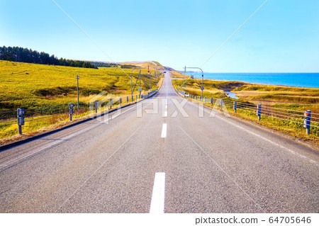 Scenery of National Route 238 leading to Cape Soya "Soya Village, Wakkanai City" 64705646