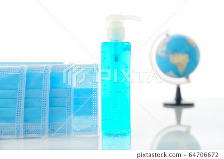 Alcohol gel bottle sanitizer hand and Medical face 64706672