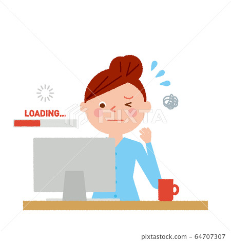 女人個人電腦慢圖矢量 64707307
