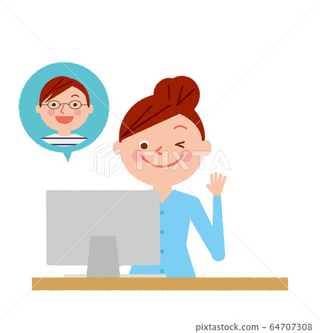 女性在線電話圖矢量 女性在線電話圖矢量 64707308