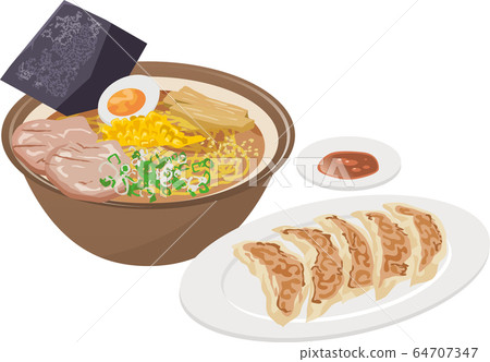 味噌拉麵和煎餃插圖 64707347