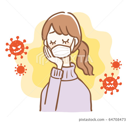 Virus infection anxious woman Virus infection anxious woman 64708473