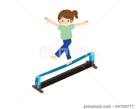 Woman doing slackline indoors - Stock Illustration [64709777] - PIXTA