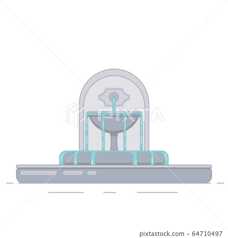 Flat vector illustration of fountain with water Flat vector illustration of fountain with water 64710497