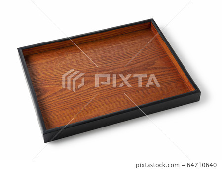 Wooden tray on a white background 64710640