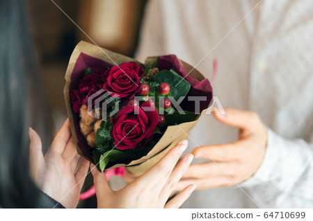 Flower bouquet rose rose present 64710699