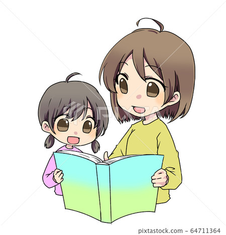 家長和孩子閱讀繪本 家長和孩子閱讀繪本 64711364