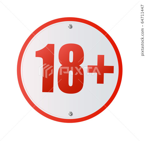 Under 18 years prohibition sign. adults only. Number eighteen in red crossed circle. symbols isolated on white background Under 18 years prohibition sign. adults only. Number eighteen in red crossed circle. symbols isolated on white background 64711447
