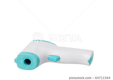 Thermometer infrared isolated on white background. Digital medical infrared forehead thermometer gun non-contact of measuring temperature, for coronavirus (COVID-19) testing. 64711564