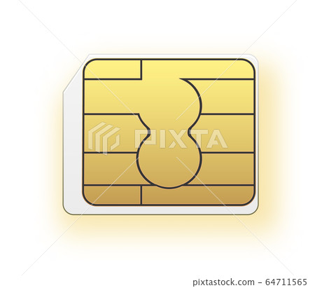 Vector Micro Sim Mobile Cellular Phone Sim Card Chip Isolated on Background. Vector stock illustration. 64711565