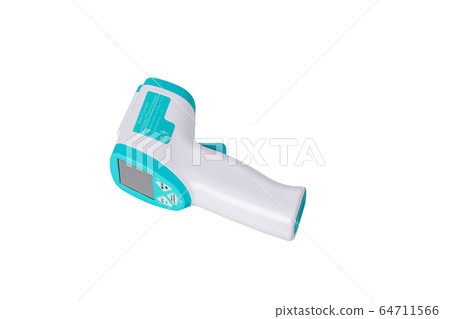 Thermometer infrared isolated on white background. Digital medical infrared forehead thermometer gun non-contact of measuring temperature, for coronavirus (COVID-19) testing. 64711566