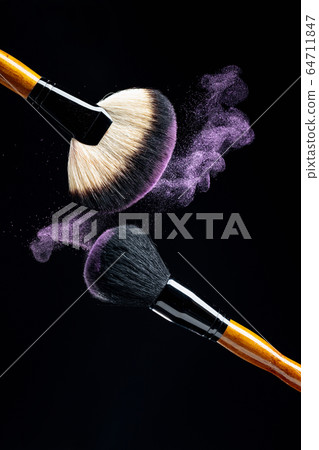 Makeup concept with a professional makeup brushes Makeup concept with a professional makeup brushes 64711847