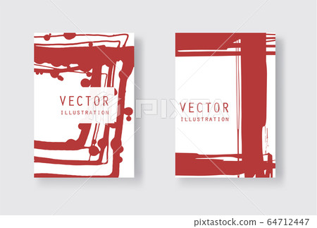 Red ink brush stroke on white background. Japanese Red ink brush stroke on white background. Japanese 64712447
