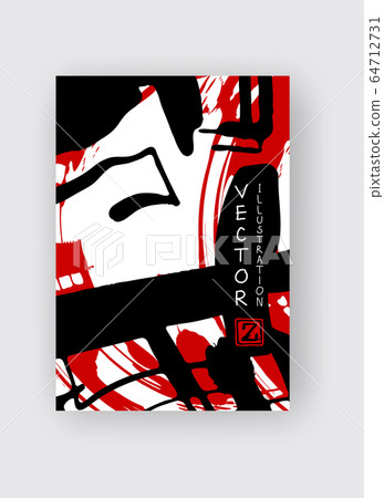 Black and red ink brush stroke on white 64712731