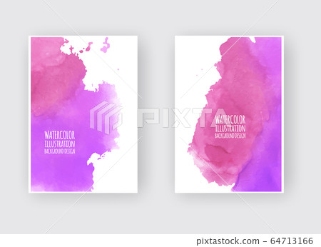 Set of cards with watercolor blots. Set of cards Set of cards with watercolor blots. Set of cards 64713166