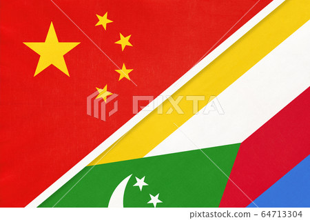 China or PRC vs Union of the Comoros national flag China or PRC vs Union of the Comoros national flag 64713304