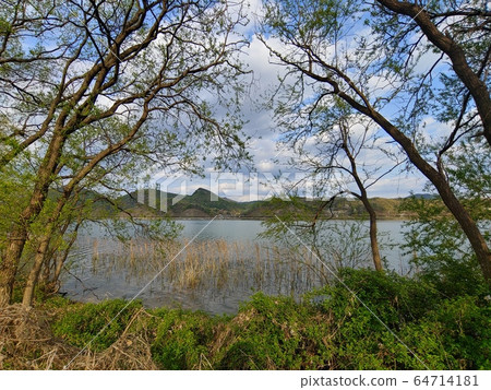 自然，自然環境，自然景觀，風景攝影，公園，陽水，楊平，水上花園，山，樹，森林，河流，天空，雲 64714181