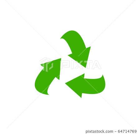 Recycle icon, garbage sorting symbol, waste recycling sign, green arrows, environmental vector isolated illustration 64714769