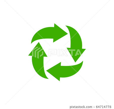 Recycle icon, garbage sorting symbol, waste recycling sign, green arrows, environmental vector isolated illustration 64714778