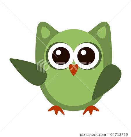 Owl funny stylized icon symbol green colors Owl funny stylized icon symbol green colors 64718759