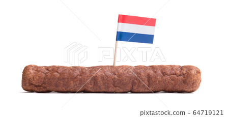 One frikadel, a Dutch fast food snack 64719121
