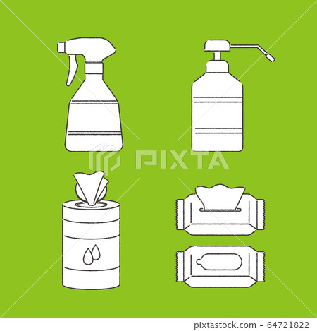 Illustration set of sanitizing items (white) 64721822