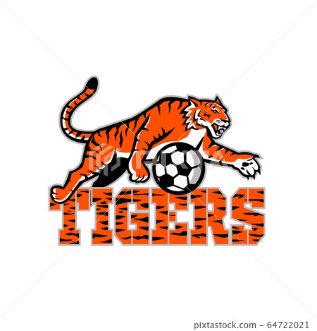 Tiger Dribbling Soccer Ball Mascot Tiger Dribbling Soccer Ball Mascot 64722021