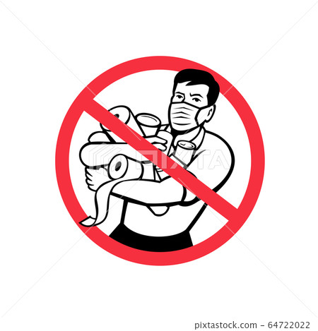 Stop Panic Buying Male Shopper Sign Icon Stop Panic Buying Male Shopper Sign Icon 64722022