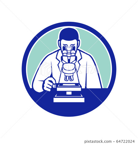 Scientist Looking Through Microscope Mascot Scientist Looking Through Microscope Mascot 64722024
