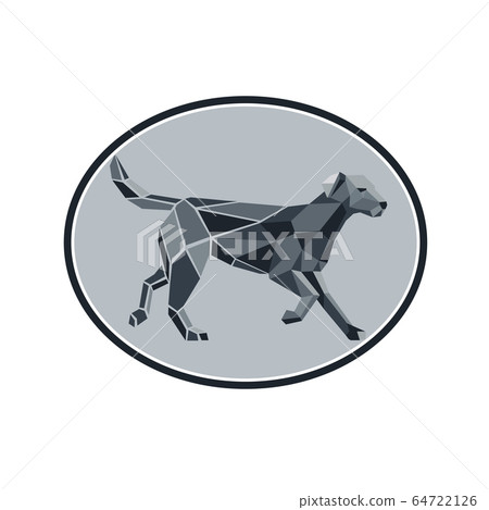 Black Labrador Standing Low Polygon Oval 64722126
