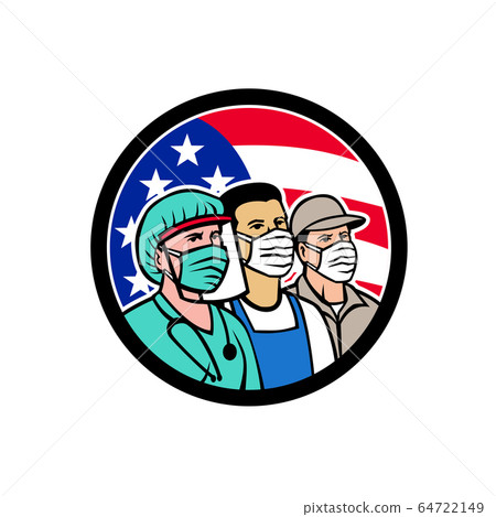 American Front Line Workers as Heroes Circle American Front Line Workers as Heroes Circle 64722149