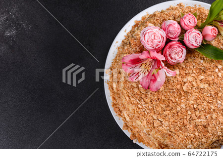 Fresh delicious cake napoleon with cream Fresh delicious cake napoleon with cream 64722175